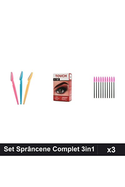 Makeup Set of 3 Eyebrow Pencils with Tint Shade 5.4 and 10 Brushes, Professio...
