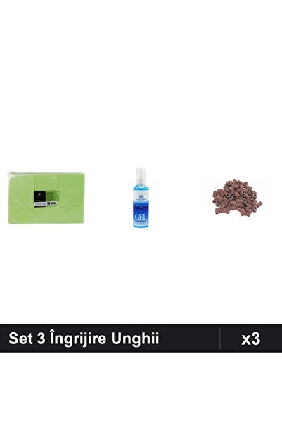 Makeup Set 3 Îngrijire Unghii - Șervețele 900buc, Gel Epilare 100ml, Șmirghel...