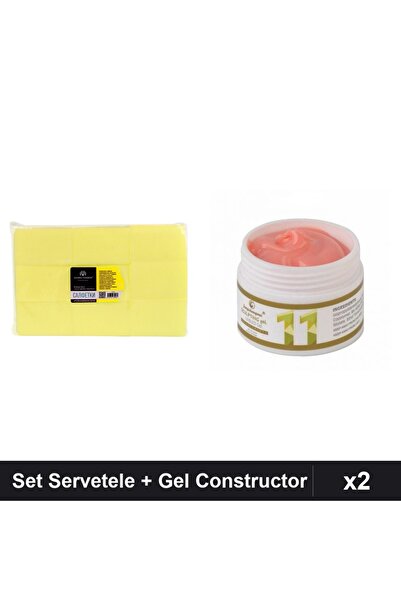 Makeup Set 2 Îngrijire Unghii - 900 Servetele Fără Scame Galben + Gel Constru...