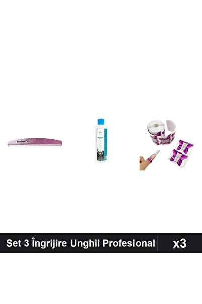 Makeup Set 3 Îngrijire Unghii SunShine - Pilă 100/180, Remover 1000ml, Șabloa...
