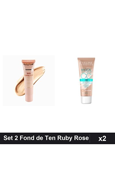 Makeup Set 2 Fond de Ten Skin Perfector Foundation Ruby Rose 03 + Eveline CCC...