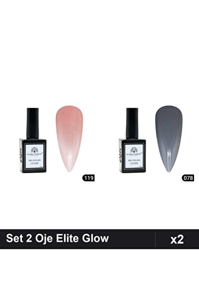 Makeup Set of 2 Global Fashion Elite Glow Semi-Permanent Nail Polish 15ml, Sh...