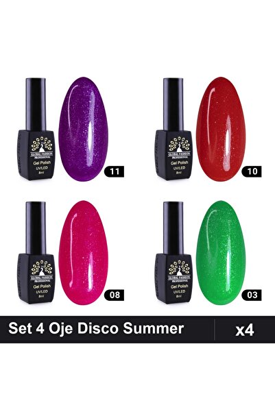 Makeup Set 4 Oje Semipermanente Disco Summer 8ml, Nuante 03 08 10 11, Manichi...