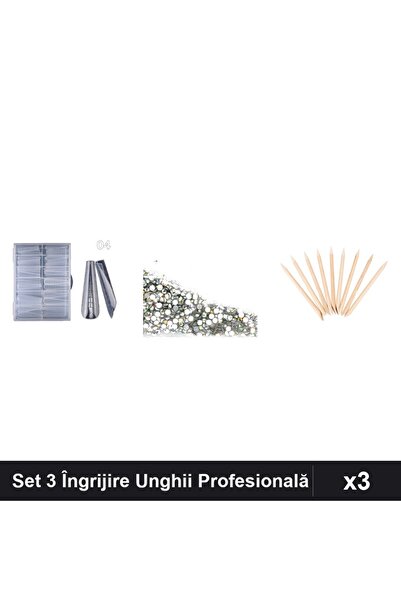 Makeup Set 3 Îngrijire Unghii - 120 Tipsuri Reutilizabile, Cristale Stras Swa...