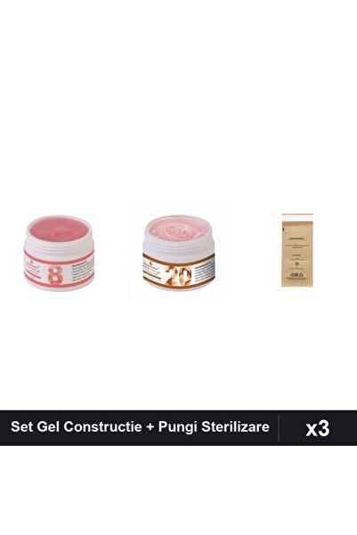 Makeup Set 3 Gel Constructie UV LED FSM 15g Nuante 08 20 + Pungi Sterilizare