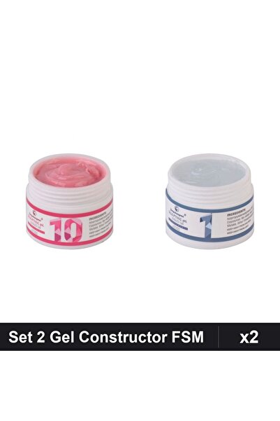 Makeup Set 2 Gel Constructor UV LED FSM 15g, Nuante 10 și Transparent, Constr...