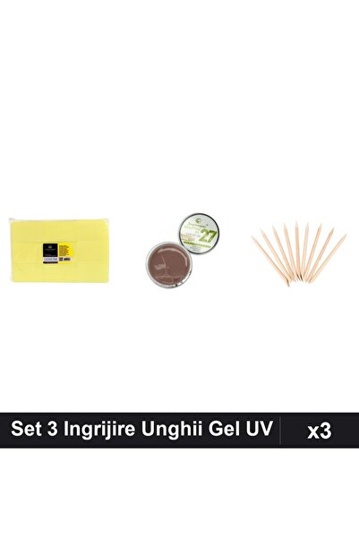 Makeup Set 3 Ingrijire Unghii cu Gel Constructie UV LED 15g, Betisoare si Ser...