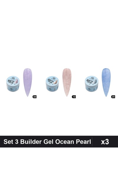 Makeup Set 3 Builder Gel Ocean Pearl Dream 15g, Nuante 08 09 10, Constructie ...