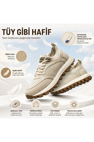 Daytex Triko Sneaker Spor Ayakkabı – Ortopedik İç Pedli, Hafif EVA Tabanlı, B...