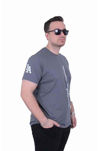 Starbattal Men's Oversize Crew Neck T-Shirt Los Angeles 26155 Fume