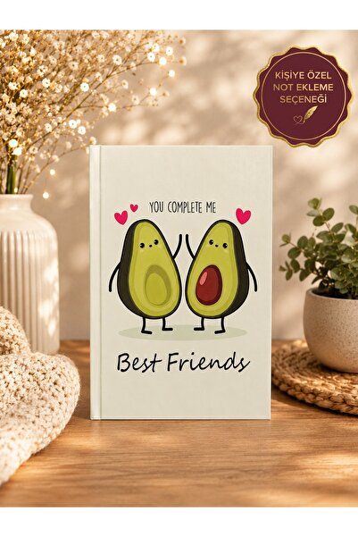 Rüya Kıyısı Sevimli Avokadolar Temalı Best Friends Karton Kapaklı Çizgisiz De...