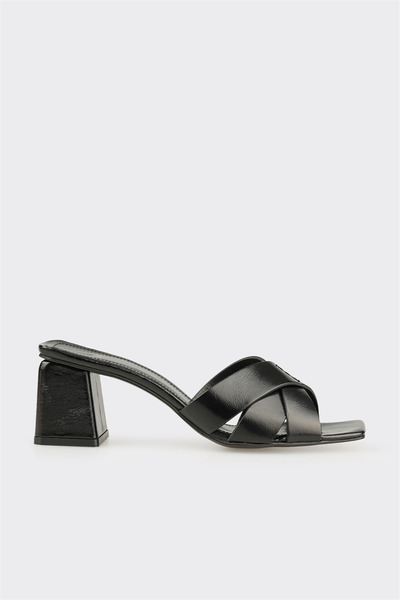 Elle Shoes Siyah Deri Kadın Terlik