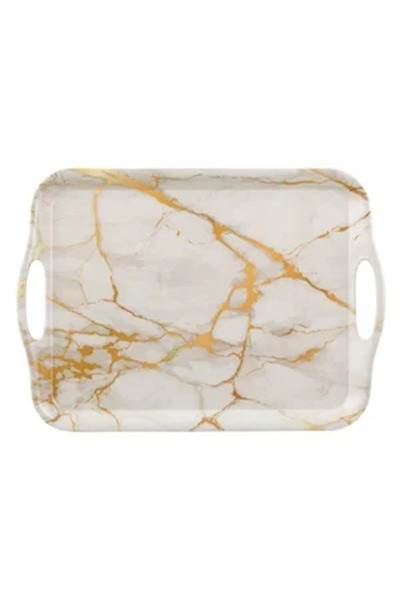 Zumzeria Ecru Marble Serving Tray with Handles 35x25cm