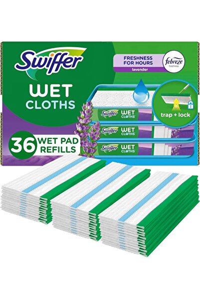 Swiffer Wet cleaning wipes, refill cloths for floor mop with lavender, vanill...