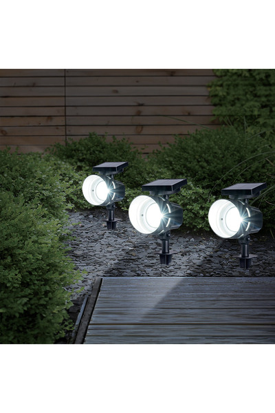 Zumzeria Proiector solar rotund negru cu țăruș de 33cm