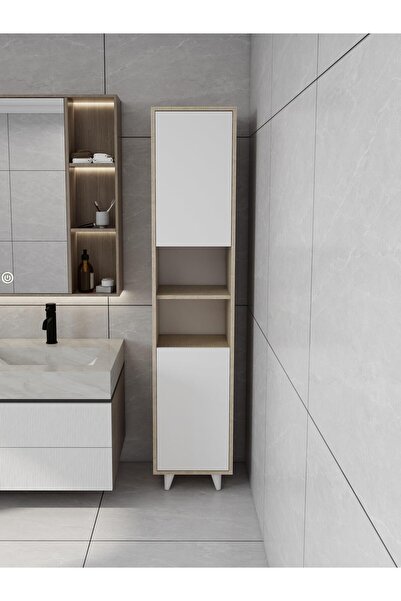 Masif Market Riva Çamaşır Sepetli Banyo Dolabı Kotonvizon Renk