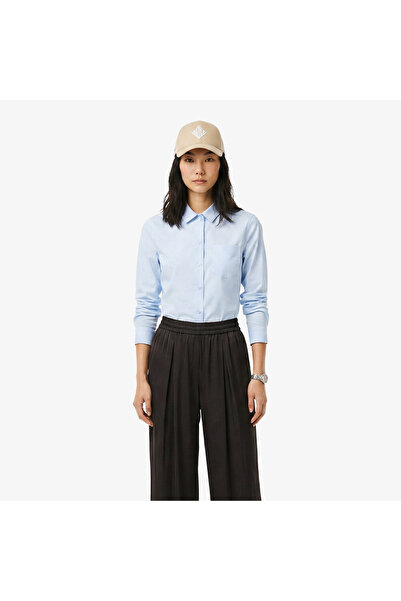 Lacoste Kadın Slim Fit Mavi Gömlek