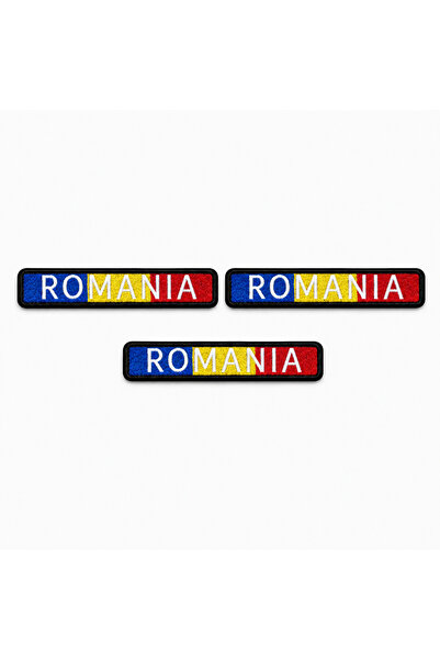 brodezcu Set of 3 embroidered patches ROMANIA with velcro, tricolor Romania, ...