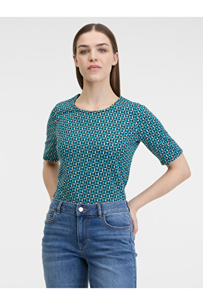 ORSAY Blue-green women's patterned T-shirt