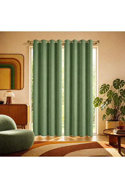 Zumzeria Perdea decorativă verde mentă cu inele 140x260cm