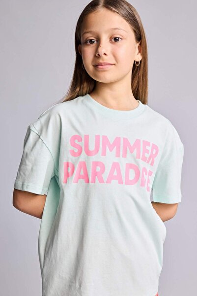 DeFacto Crew Neck Printed Short Sleeve T-Shirt Girls H7246A826Sm