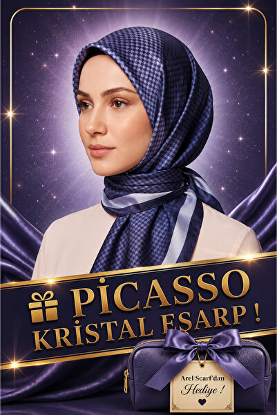 Picasso İpek Görünümlü Kristal Eşarp – Twill Şık Tasarım 90x90