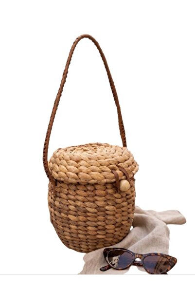 PASSTELL Women's Lined Minimalist Straw Knitted Handbag