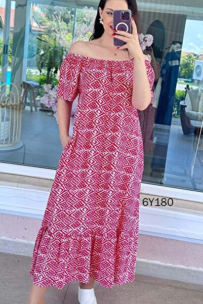 İnce Topuk Madonna Collar Viscose Dress 6Y180
