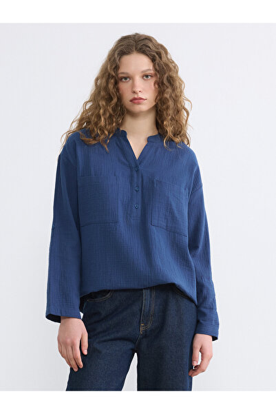 LC Waikiki Notch Neck Textured Muslin Women's Shirt Tunic