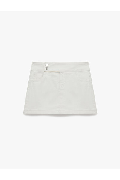 Koton Cotton Button Detailed Comfortable Fit Mini Short Skirt