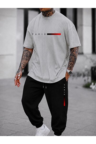 FAEL LİFE SET UNISEX CU TRICOU LARG ȘI PANTALONI DE TRENING CU IMPRIMEU PARIS