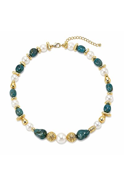 LEROSY CO. Green Stone Pearl Detailed Necklace