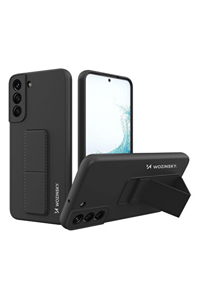 WOZINSKY Husă din silicon cu suport pentru Samsung Galaxy S22+, neagră
