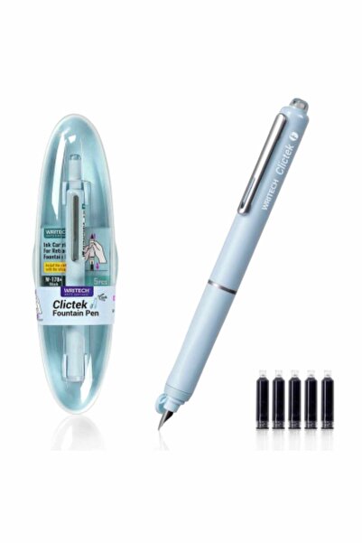 Writech Stilou retractabil cu cutie cadou si 5 patroane cerneala albastre