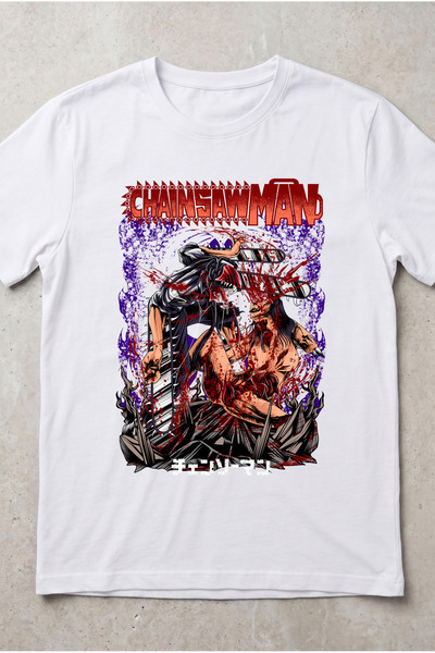 Silkensoul Chainsaw Man Denji Battle Scene Design Black and White Standard Fi...