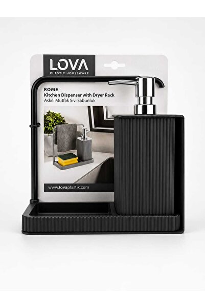 Lova Havluluklu Sıvı Sabunluk & Havlu Asma Aparatlı Sıvı Sabunluk Gri 400 ml