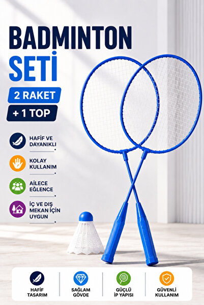 YILDIRIM OYUNCAK 2 Adet Badminton Raketi ve 1 Adet Top Oyun Seti – Çocuk, Gen...