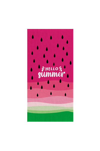 Zumzeria Prosop de plajă din bumbac fuchsia, cu model pepene verde 'Hello Sum...