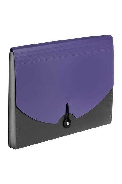 Zumzeria Servietă mată gri-violet cu 13 compartimente și clemă 33x24cm