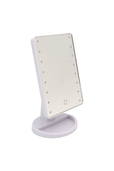 Zumzeria White Mirror with Stand and 16 LED Bulbs