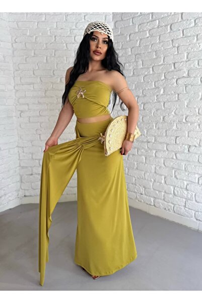 moneta boutique Set de damă Star Gold cu detalii, fără bretele