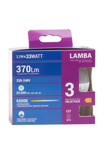 Zumzeria LED Bulbs E14 3.2W (C37) Daylight - 3pcs