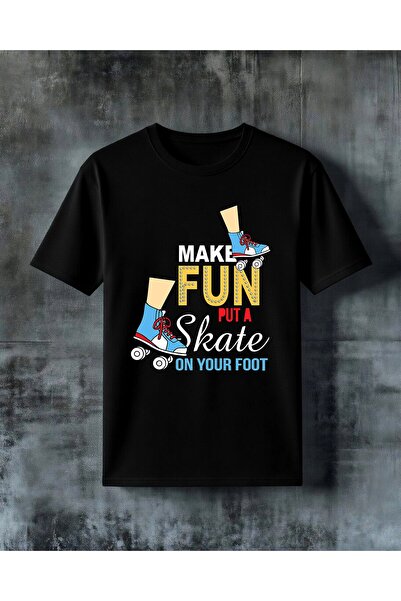 COMVİCHO Fun Puta Roller Skate Printed Oversize T-Shirt