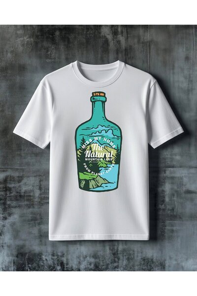 COMVİCHO Natural Mountain Lake Sise Printed Oversize T-Shirt