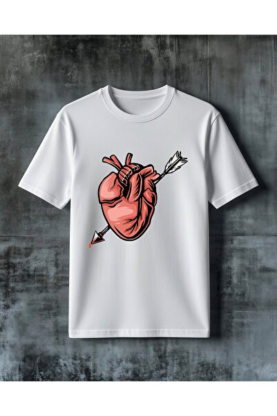 COMVİCHO Heart Arrow Printed Oversize T-Shirt
