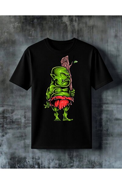 COMVİCHO تي شيرت كبير الحجم مطبوع عليه canli agac green demon