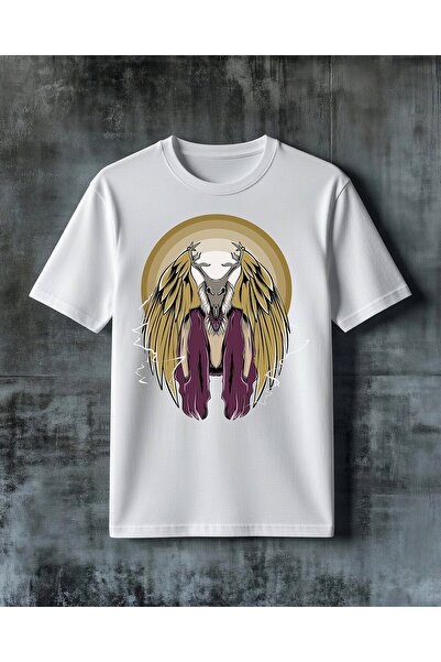 COMVİCHO Angelic Deer Winged Printed Oversize T-Shirt