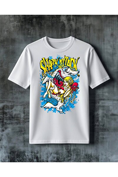 COMVİCHO Shark Attack Graffiti Printed Oversize T-Shirt