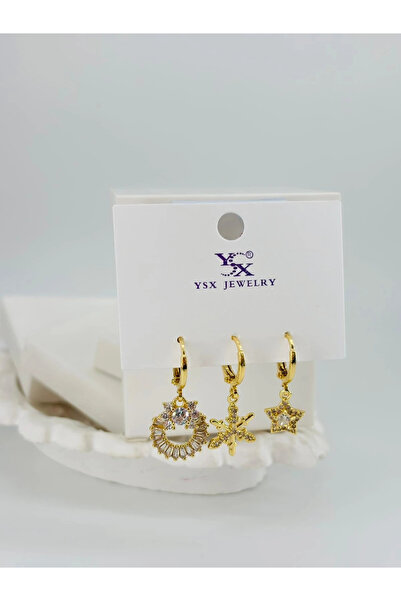 eco port Snowflake Detailed Triple Combination Earrings - Kp00539