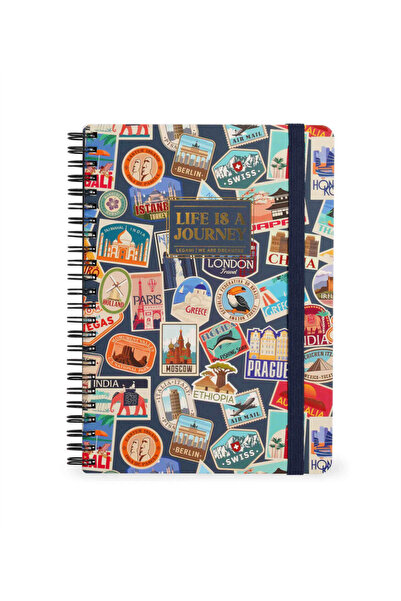 Legami Çizgili Spiral Ciltli Defter - Max - Gezi Desenli